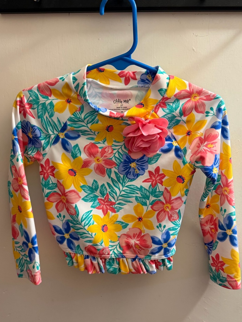Little Me Floral Long-Sleeve Rashguard - Pink, Yellow, Blue